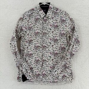 Oscar Paris Shirt Mens Large Butterfly Print‎ Long Sleeve Button Up Tailor Fit